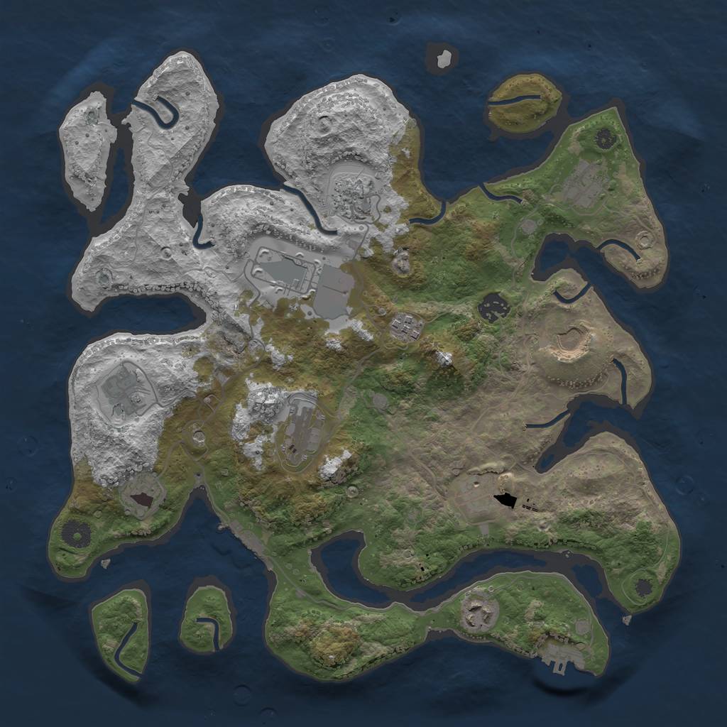 Rust Map: Procedural Map, Size: 3750, Seed: 159364378, 16 Monuments