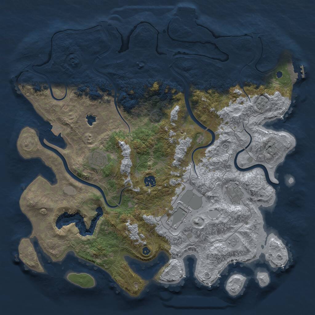 Rust Map: Procedural Map, Size: 4000, Seed: 757387417, 11 Monuments