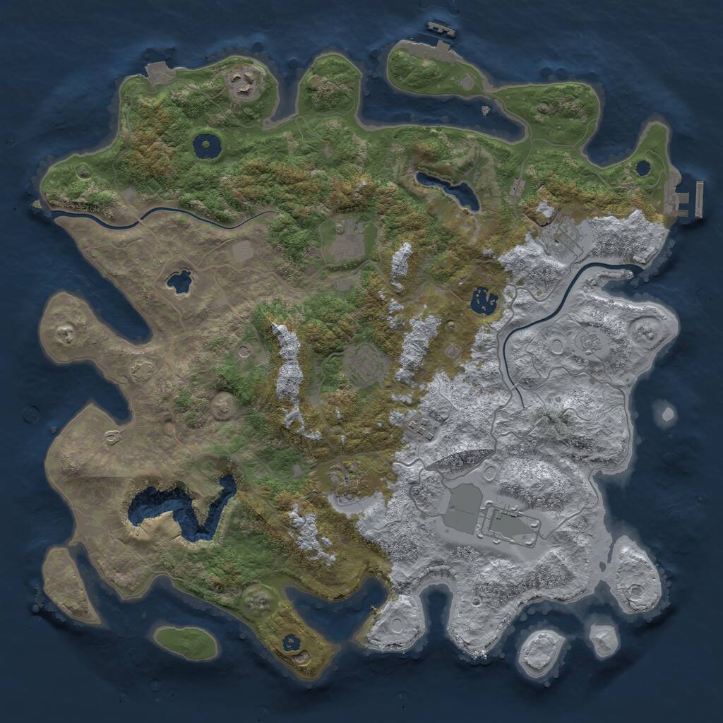 Rust Map: Procedural Map, Size: 4000, Seed: 757387417, 14 Monuments