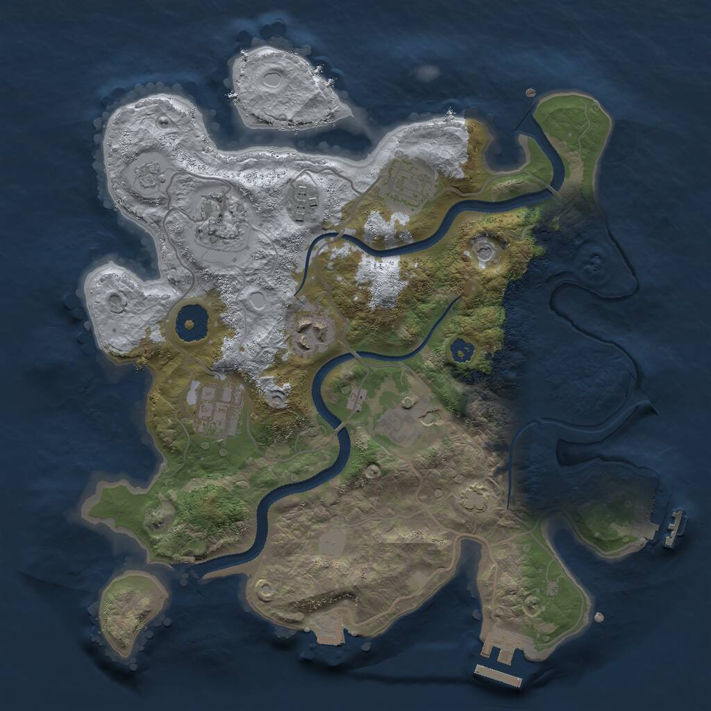 Rust Map: Procedural Map, Size: 3000, Seed: 2422548, 12 Monuments