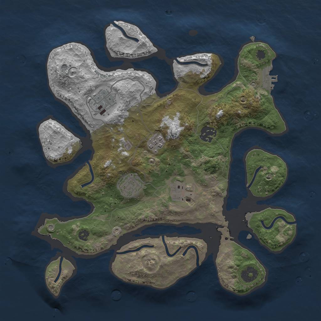 Rust Map: Procedural Map, Size: 3000, Seed: 2422548, 8 Monuments