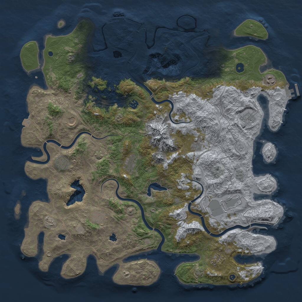 Rust Map: Procedural Map, Size: 5000, Seed: 6201, 17 Monuments