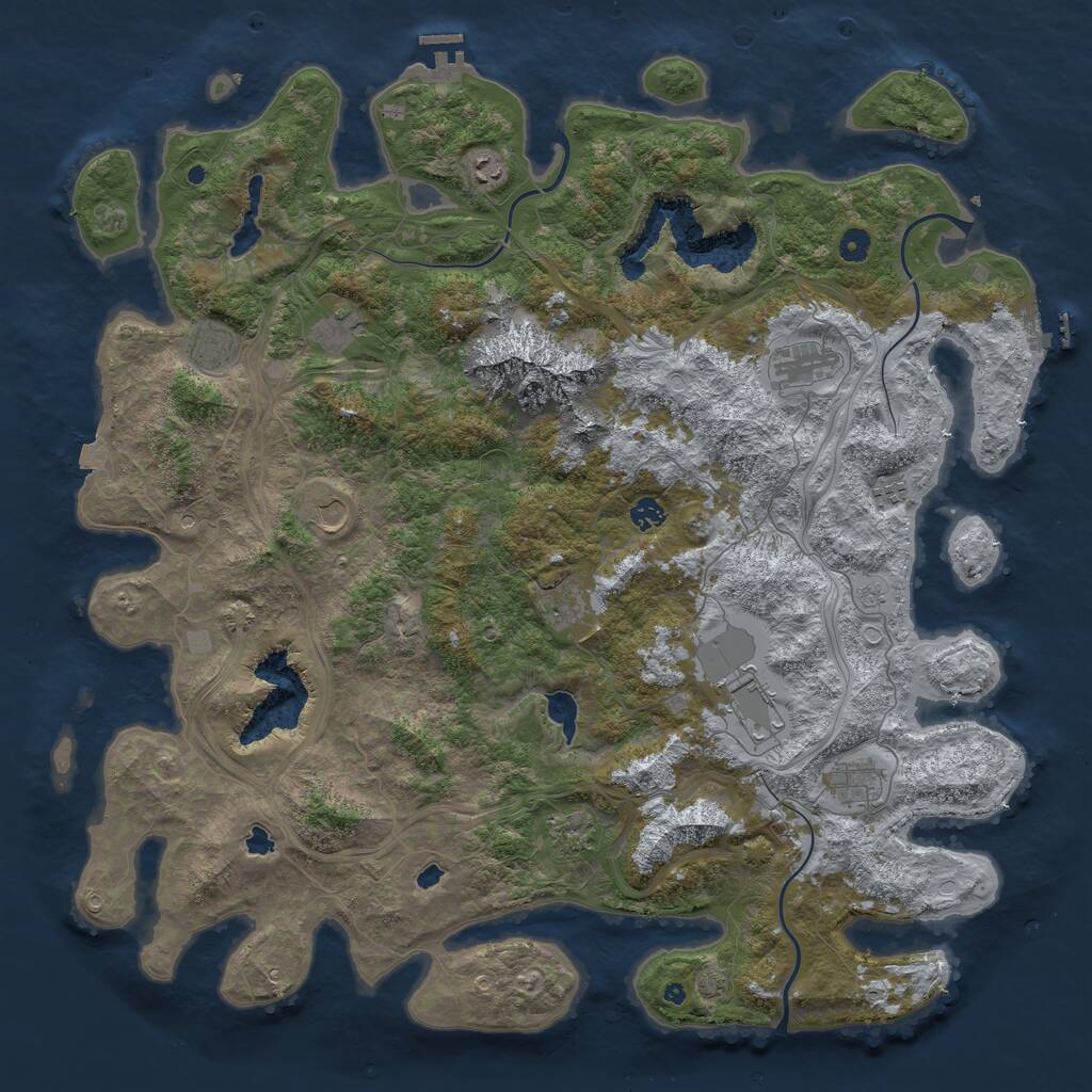 Rust Map: Procedural Map, Size: 5000, Seed: 6201, 17 Monuments