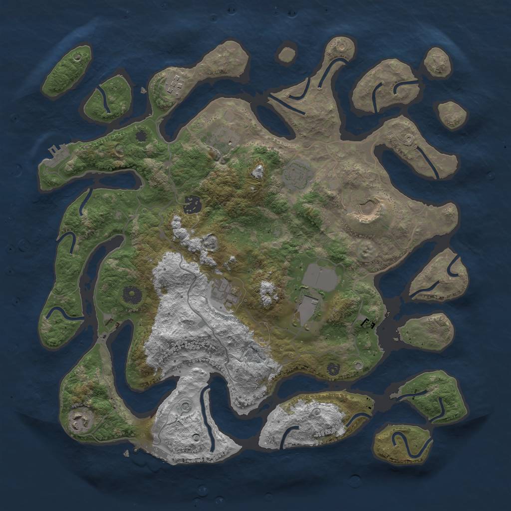 Rust Map: Procedural Map, Size: 4000, Seed: 118648477, 13 Monuments