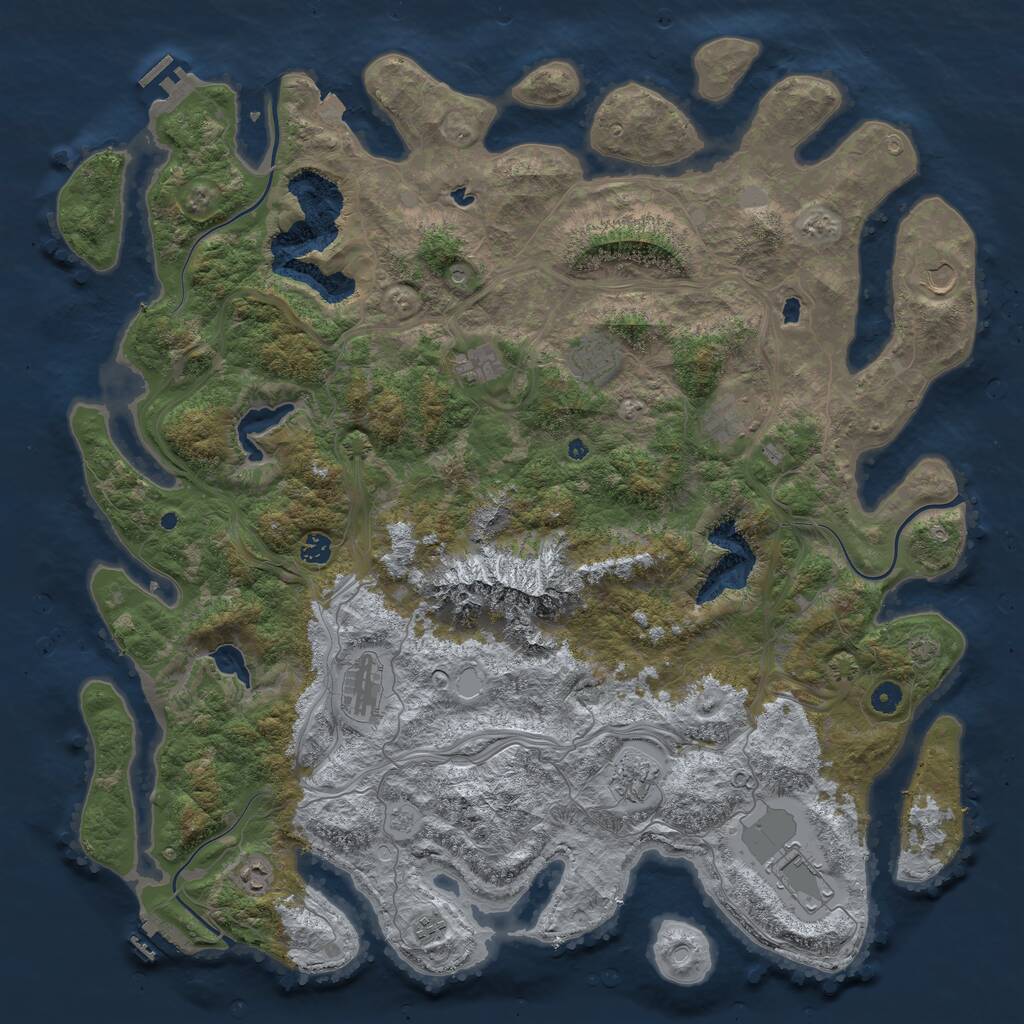 Rust Map: Procedural Map, Size: 5000, Seed: 2486, 16 Monuments