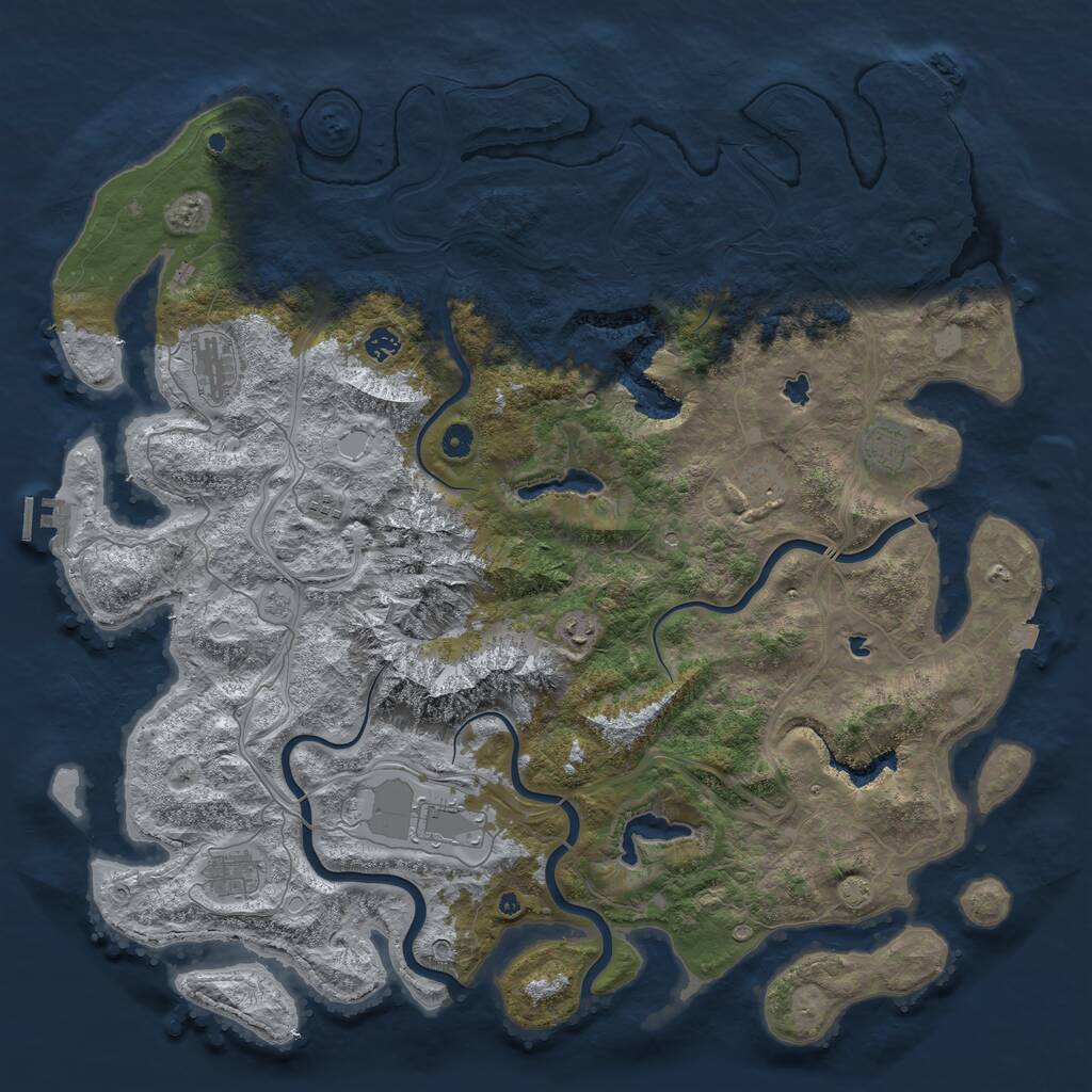 Rust Map: Procedural Map, Size: 5000, Seed: 7520, 14 Monuments