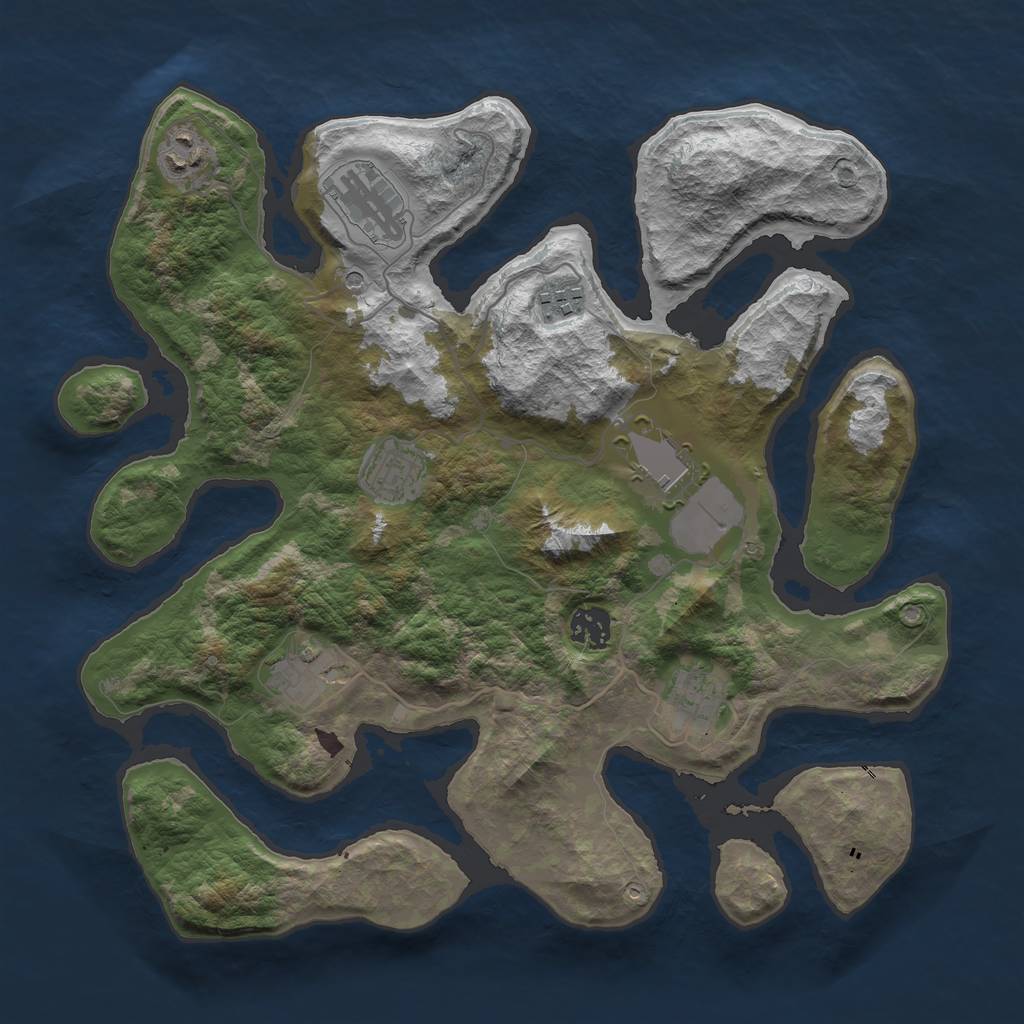 Rust Map: Barren, Size: 3600, Seed: 194931, 11 Monuments