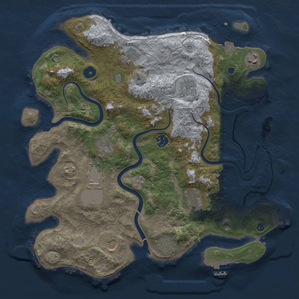 Rust Map: Procedural Map, Size: 3750, Seed: 292925987, 16 Monuments