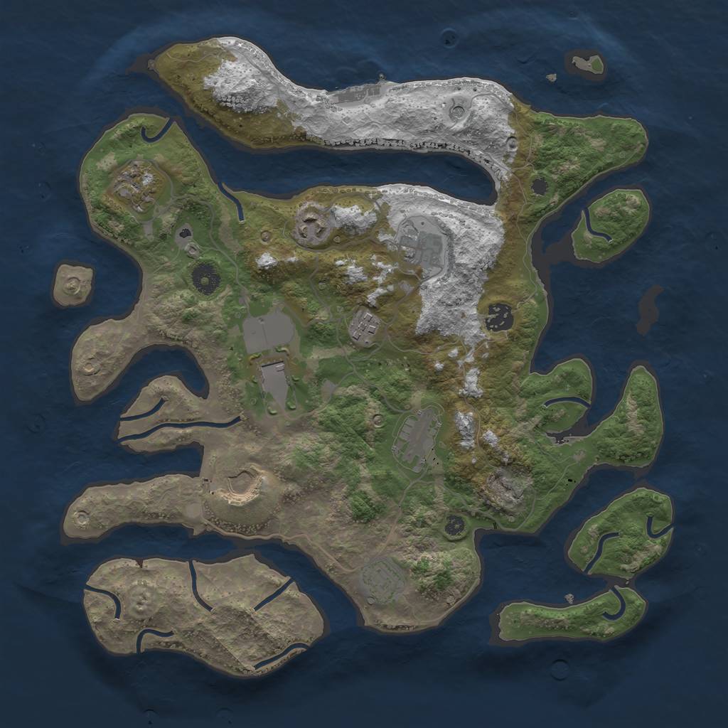 Rust Map: Procedural Map, Size: 3750, Seed: 292925987, 13 Monuments