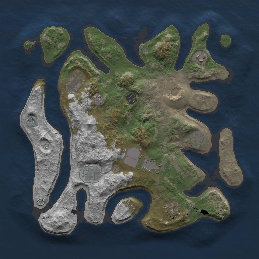 Rust Map: Barren, Size: 3600, Seed: 855360, 12 Monuments