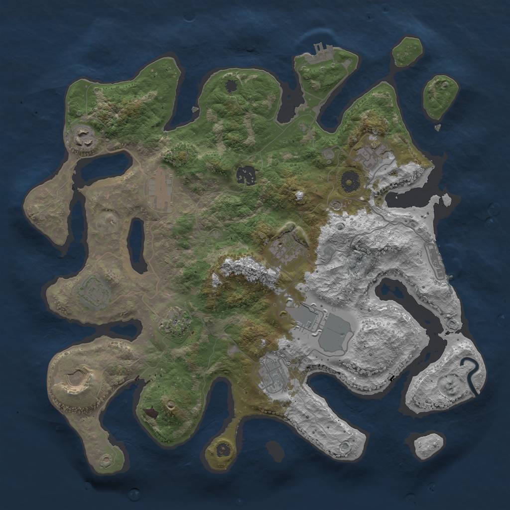 Rust Map: Procedural Map, Size: 3750, Seed: 611815934, 15 Monuments