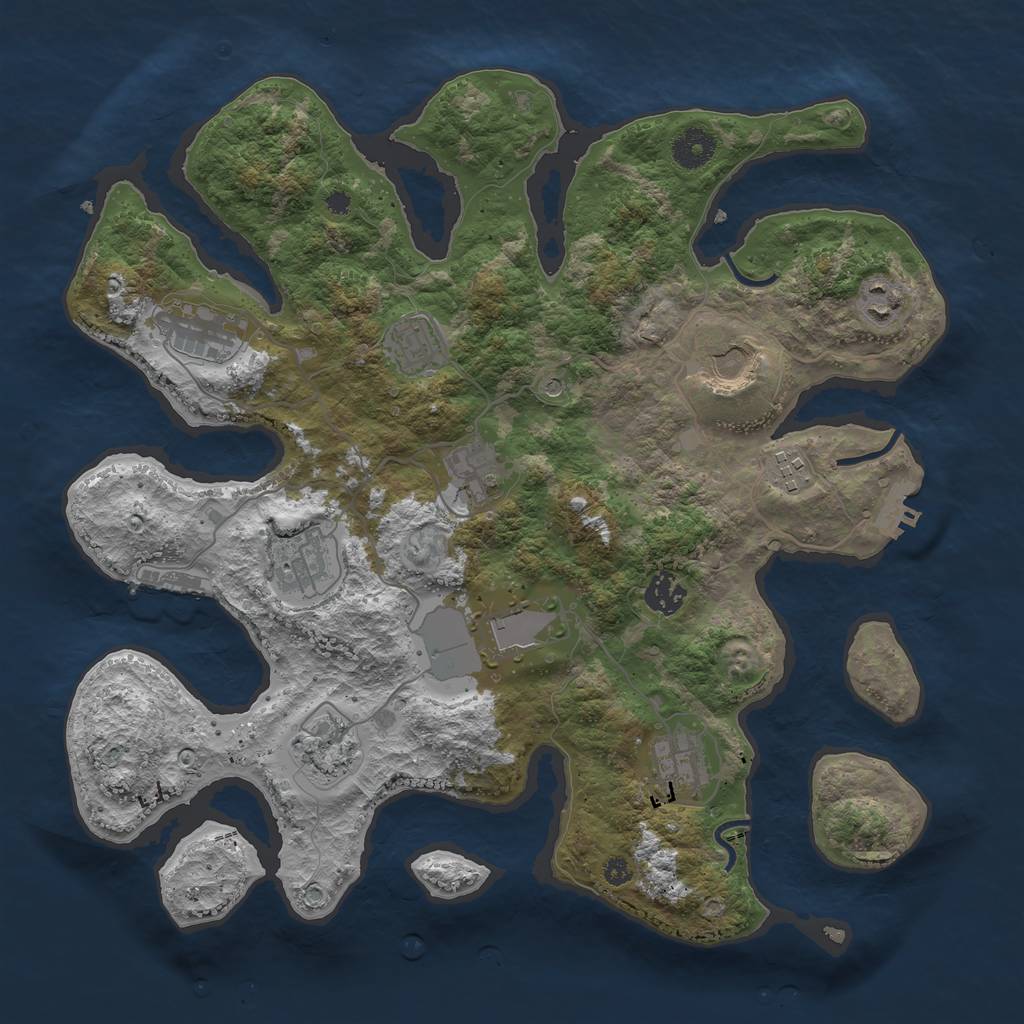 Rust Map: Procedural Map, Size: 3750, Seed: 615068426, 16 Monuments