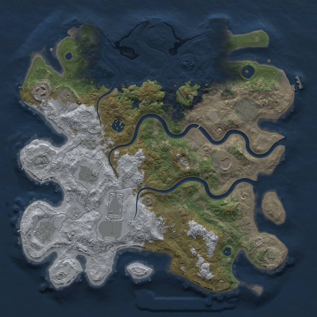Rust Map: Procedural Map, Size: 3750, Seed: 615068426, 16 Monuments