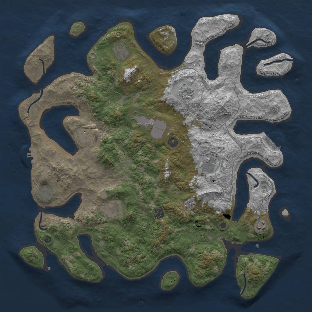 Rust Map: Procedural Map, Size: 4500, Seed: 1700221579, 15 Monuments