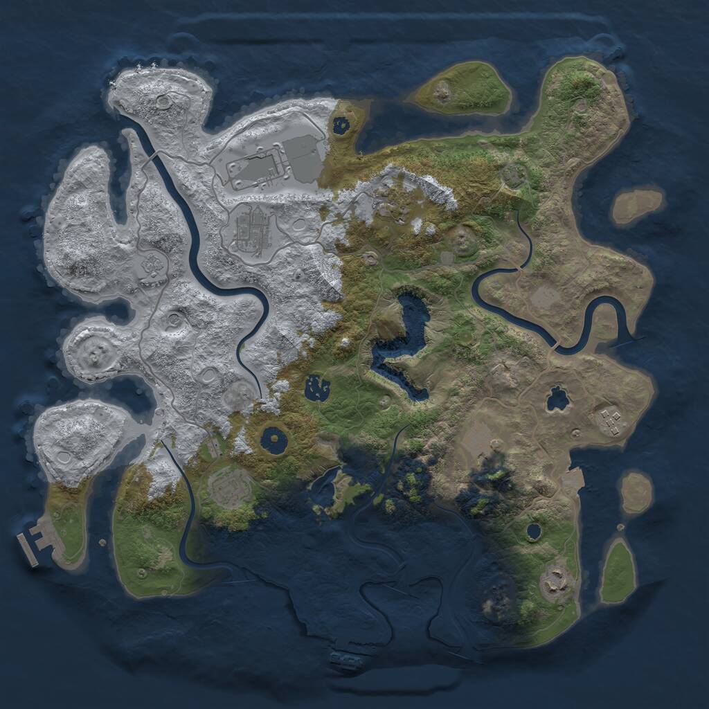 Rust Map: Procedural Map, Size: 4000, Seed: 51217, 14 Monuments