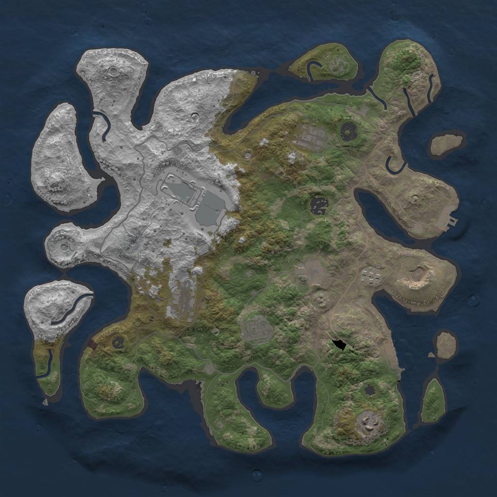 Rust Map: Procedural Map, Size: 4000, Seed: 51217, 14 Monuments