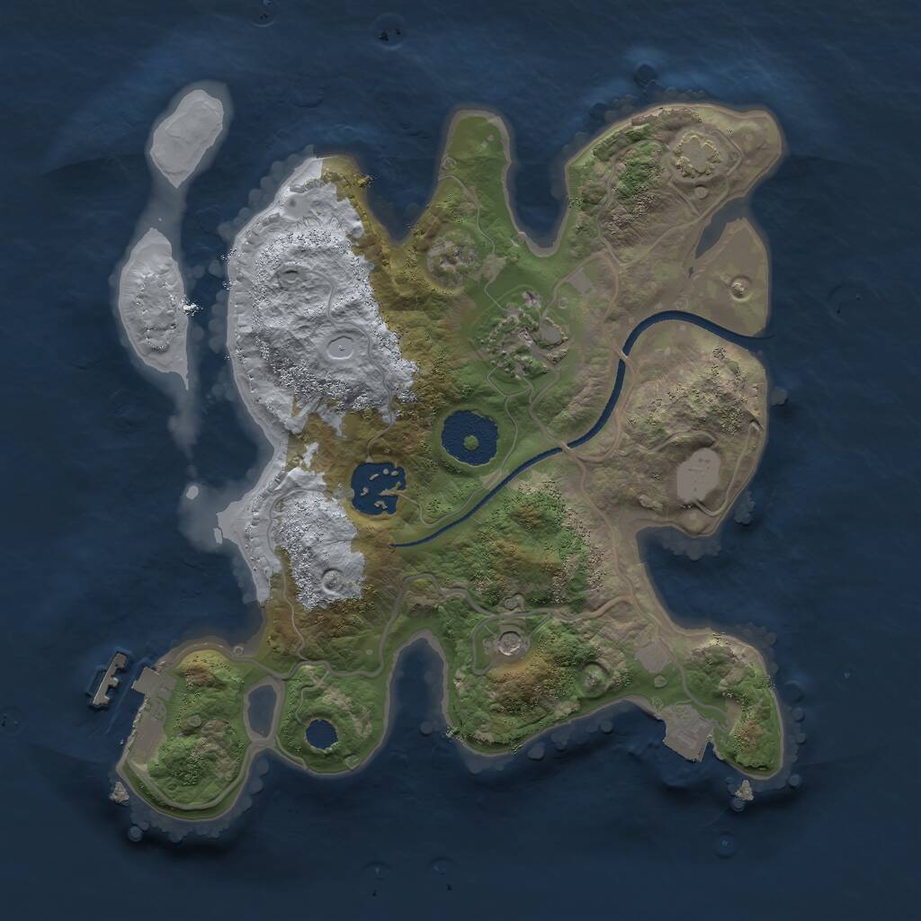 Rust Map: Procedural Map, Size: 2500, Seed: 7364, 6 Monuments