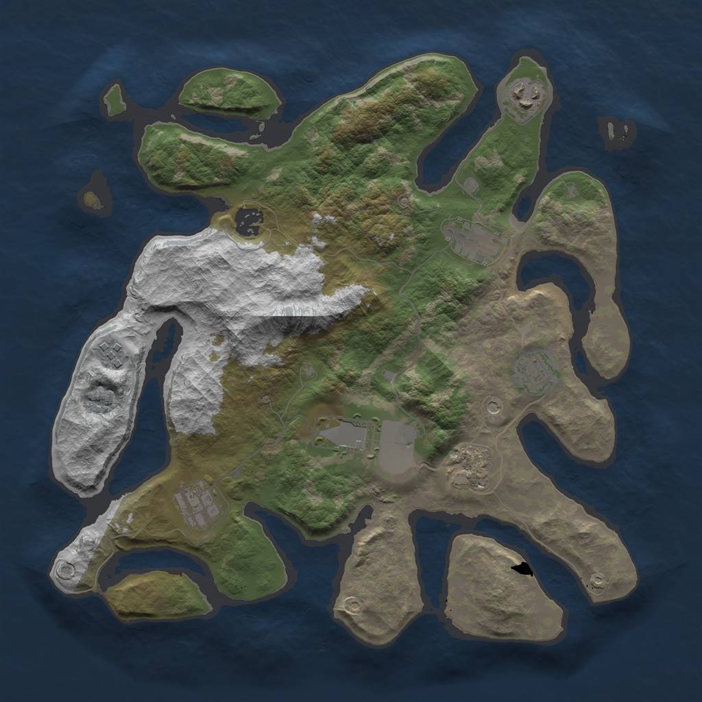 Rust Map: Barren, Size: 3600, Seed: 207770, 11 Monuments