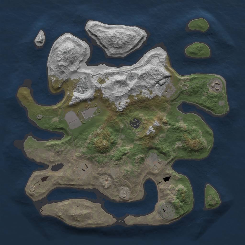 Rust Map: Barren, Size: 3600, Seed: 995037, 12 Monuments