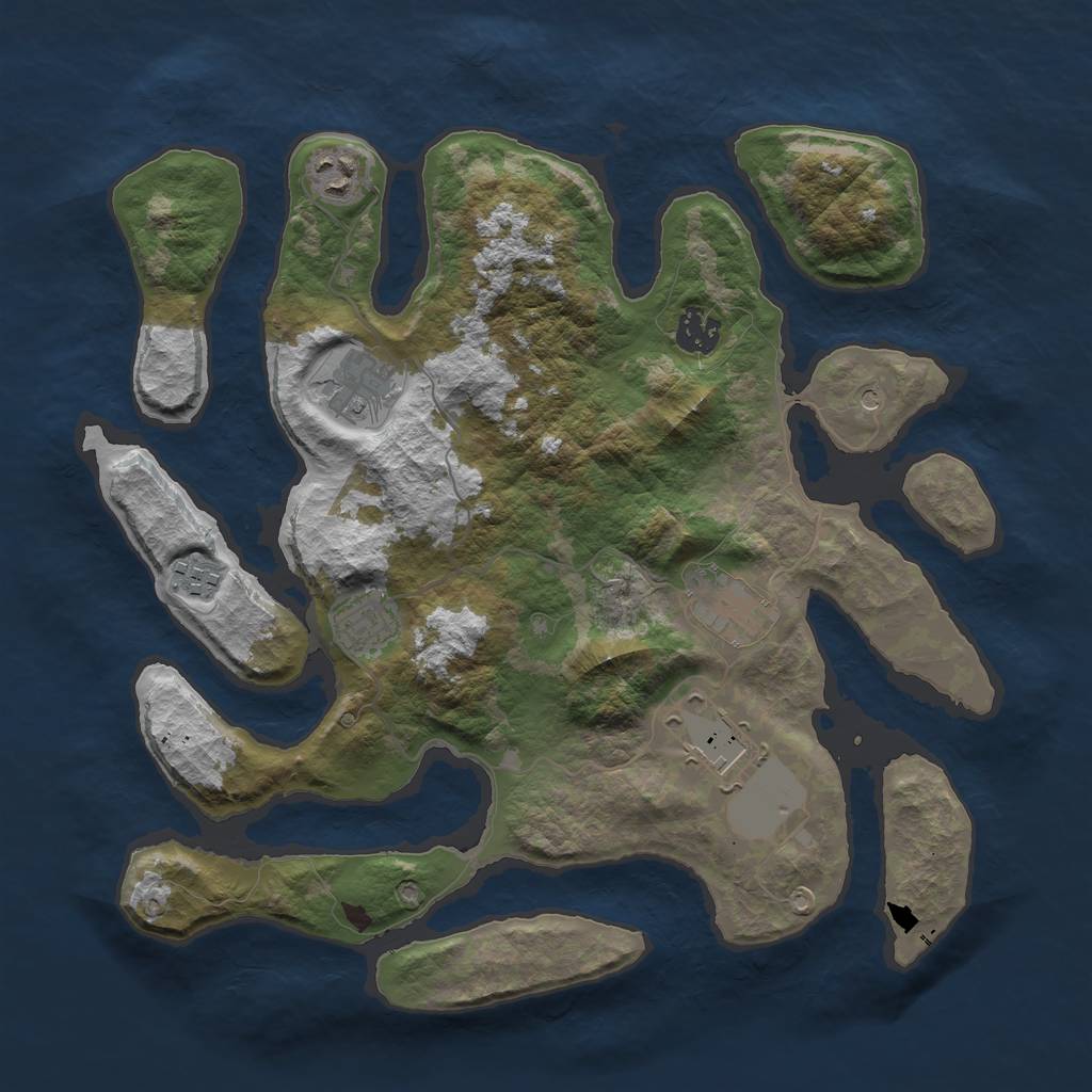 Rust Map: Barren, Size: 3600, Seed: 588443, 10 Monuments