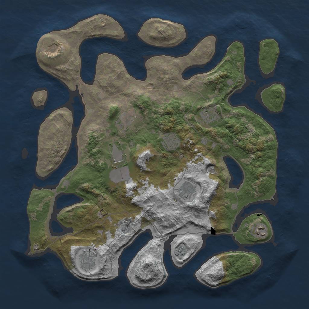 Rust Map: Barren, Size: 4000, Seed: 893253, 12 Monuments