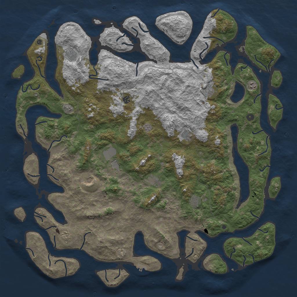 Rust Map: Procedural Map, Size: 6000, Seed: 127085275, 15 Monuments