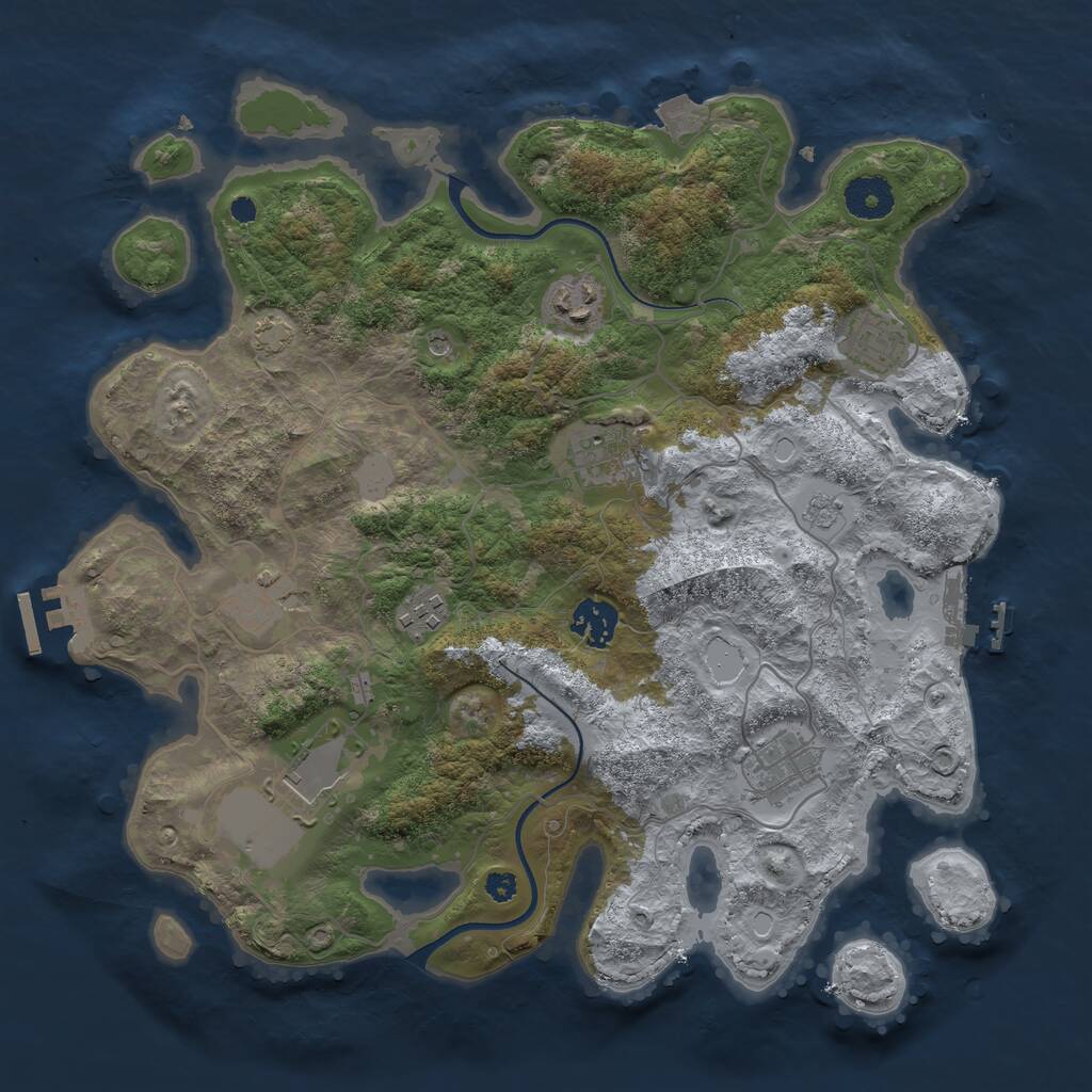 Rust Map: Procedural Map, Size: 3500, Seed: 783076151, 14 Monuments