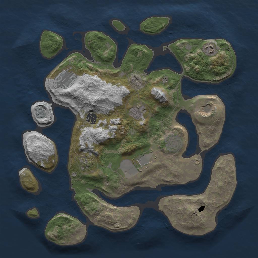 Rust Map: Barren, Size: 3600, Seed: 359505, 12 Monuments