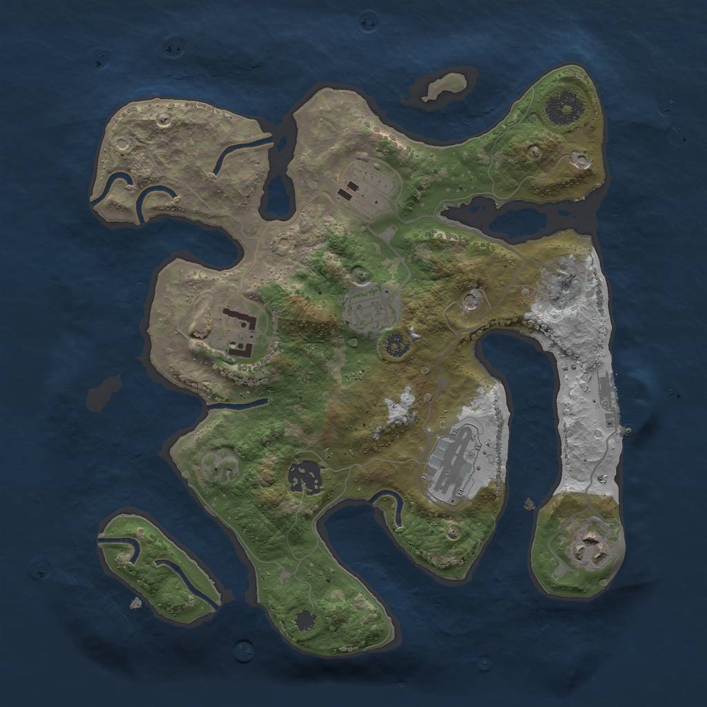 Rust Map: Procedural Map, Size: 3000, Seed: 1443057477, 10 Monuments