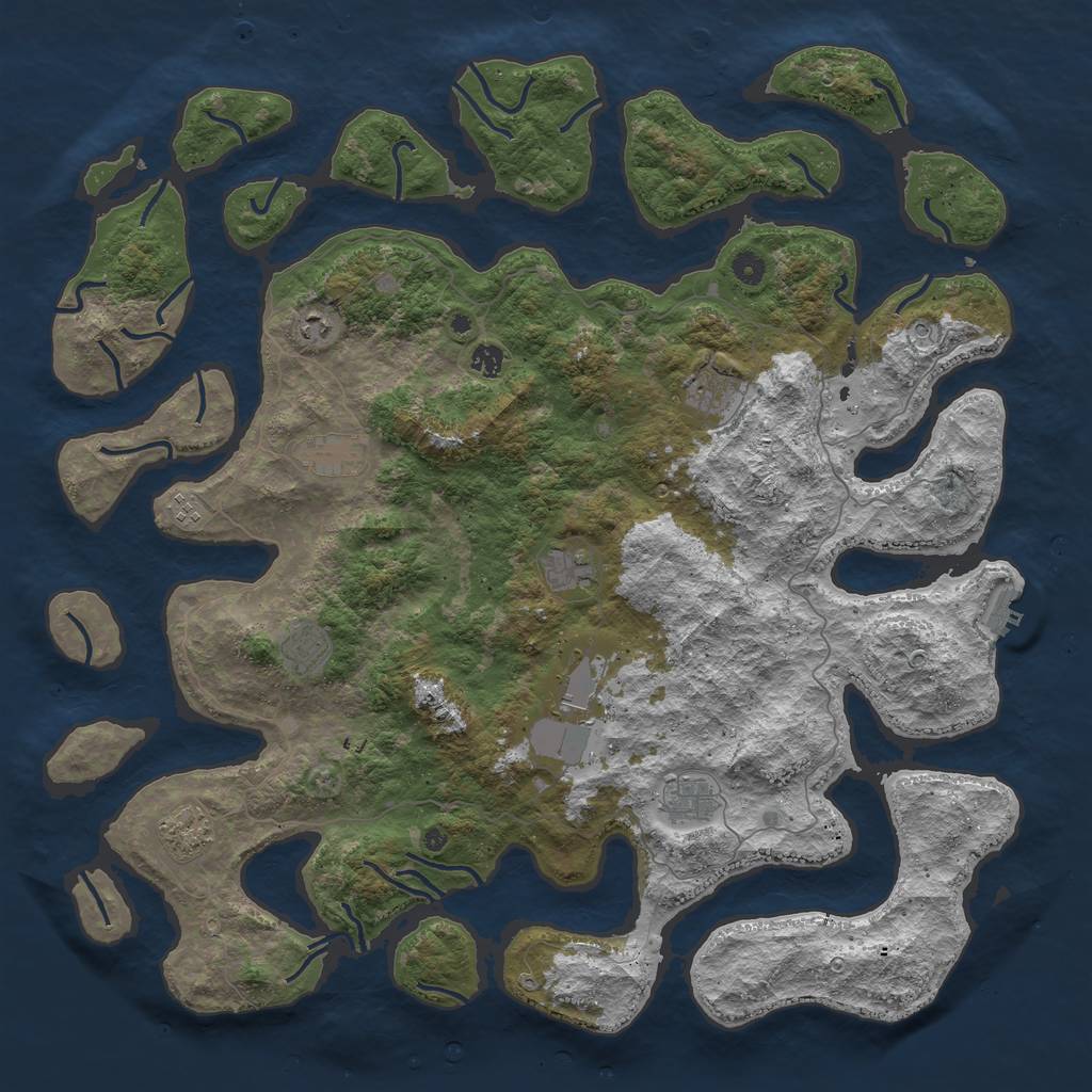 Rust Map: Procedural Map, Size: 5000, Seed: 2099983043, 14 Monuments