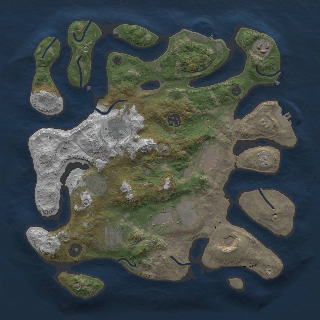 Rust Map: Procedural Map, Size: 3500, Seed: 105161796, 14 Monuments