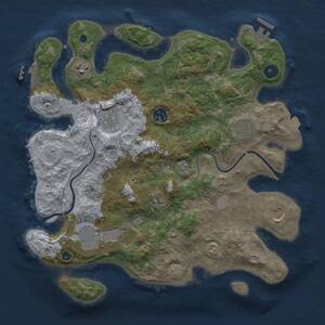 Thumbnail Rust Map: Procedural Map, Size: 3500, Seed: 105161796, 14 Monuments