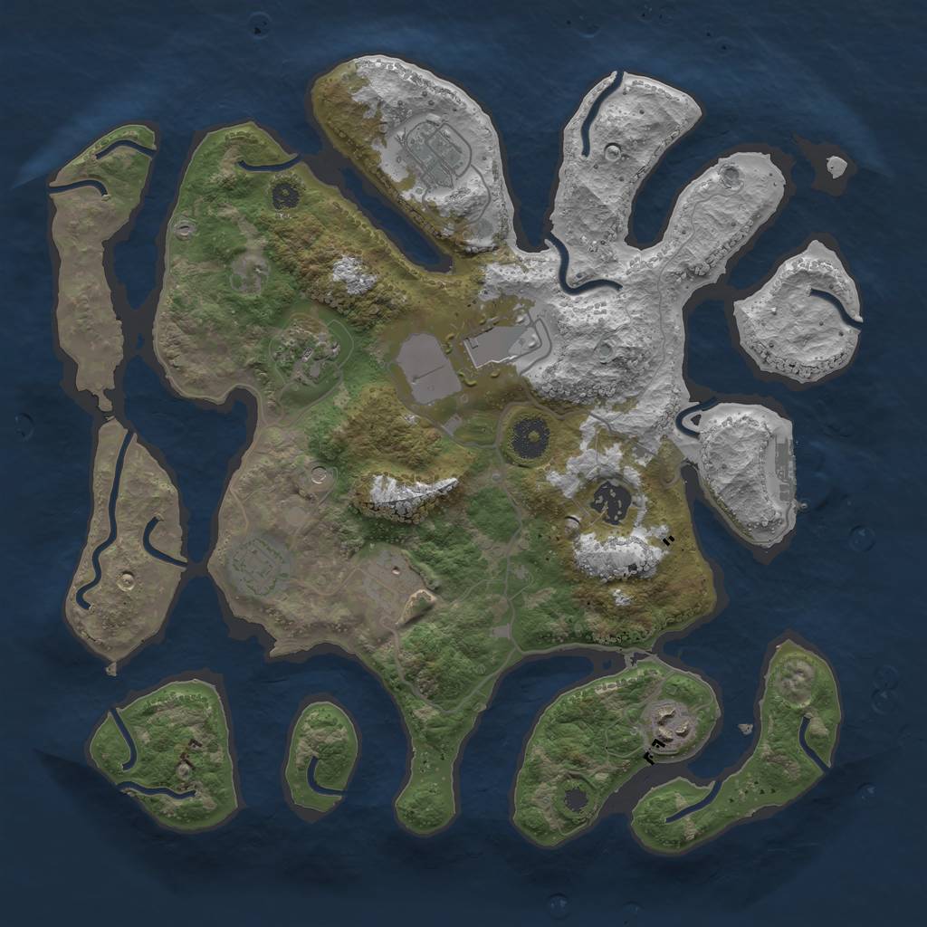 Rust Map: Procedural Map, Size: 3500, Seed: 1888263251, 11 Monuments