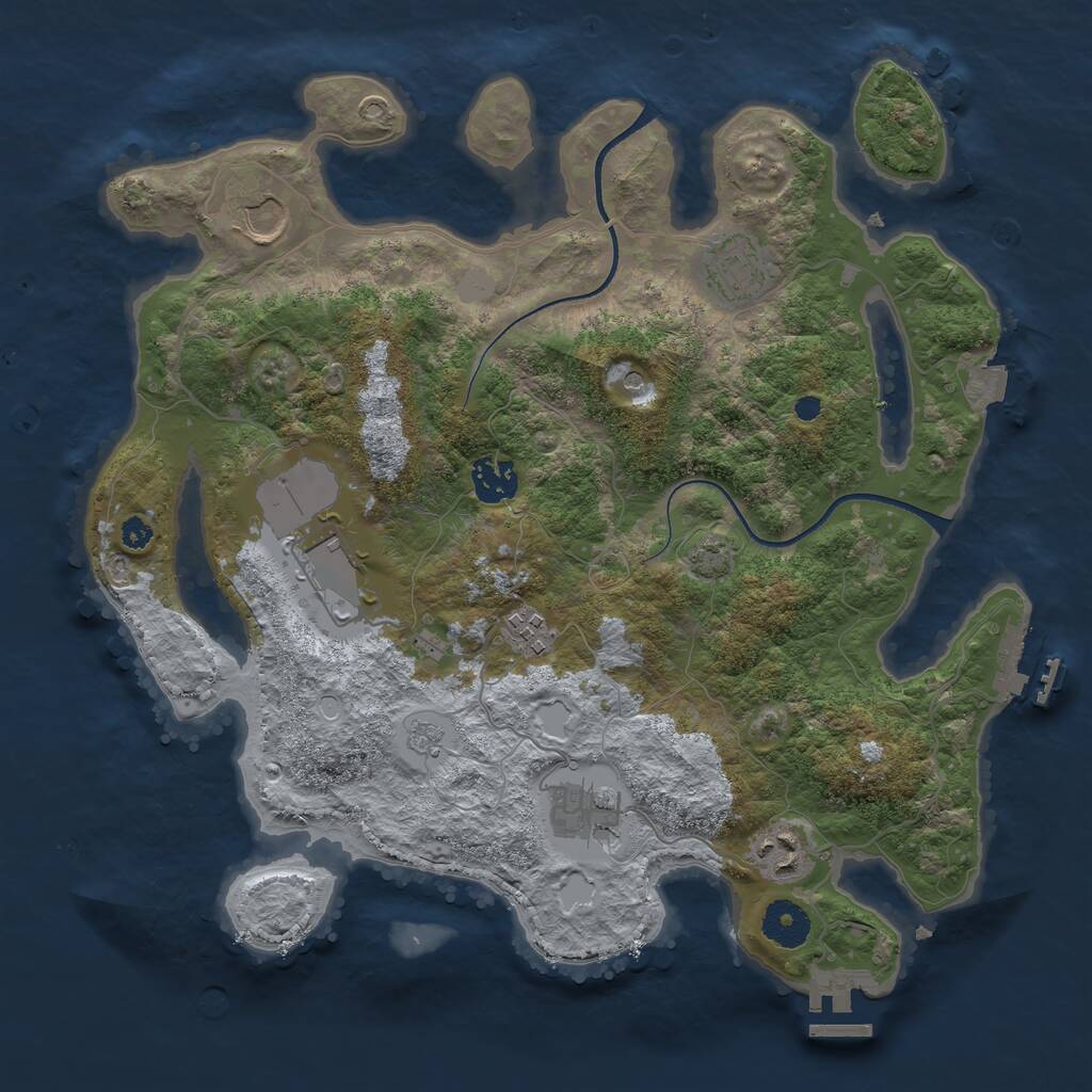 Rust Map: Procedural Map, Size: 3500, Seed: 587631014, 13 Monuments