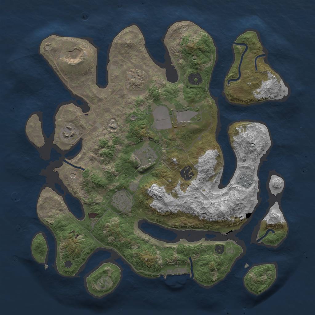 Rust Map: Procedural Map, Size: 3500, Seed: 4322355, 12 Monuments