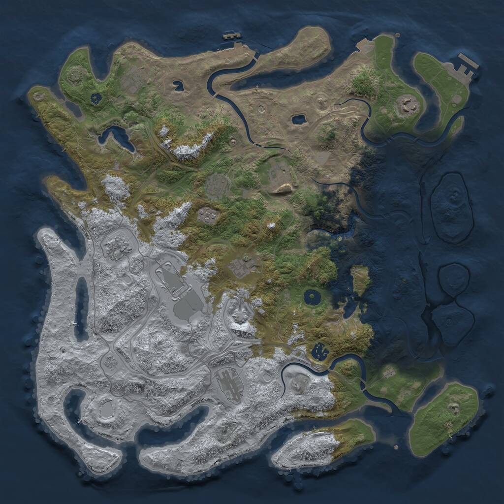 Rust Map: Procedural Map, Size: 4500, Seed: 712375847, 16 Monuments
