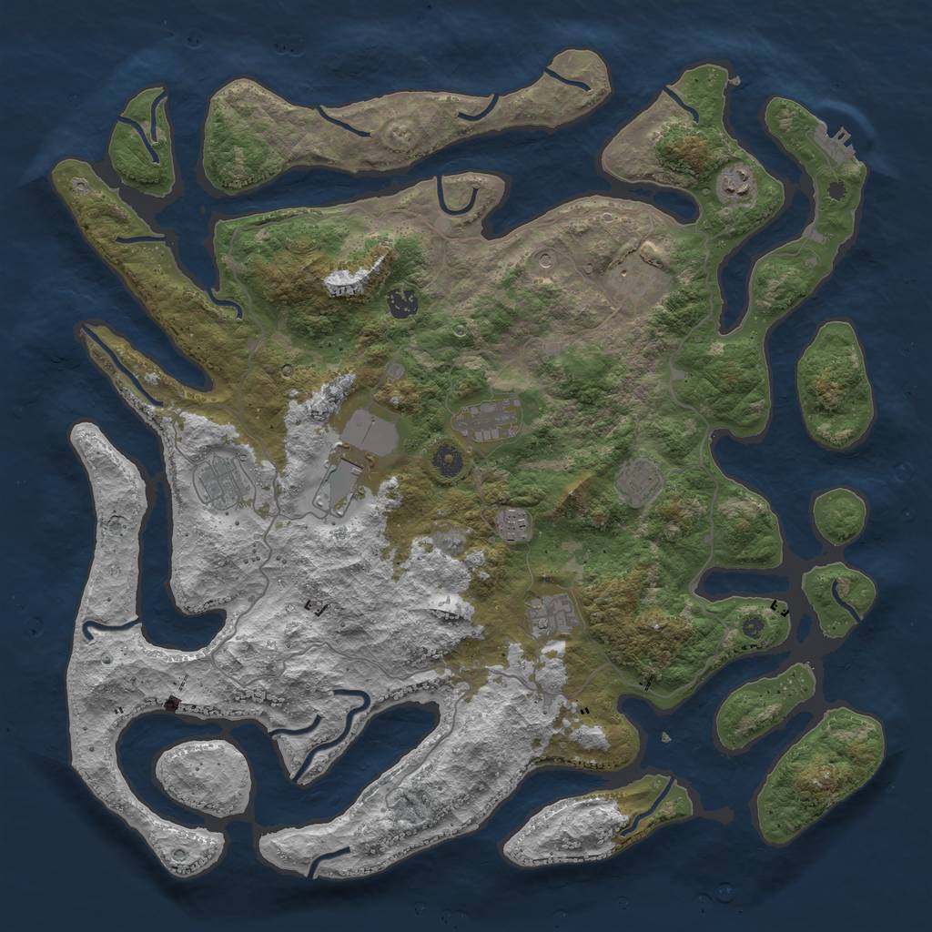 Rust Map: Procedural Map, Size: 4500, Seed: 712375847, 13 Monuments