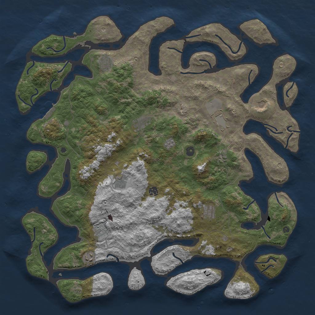 Rust Map: Procedural Map, Size: 5000, Seed: 332502, 15 Monuments