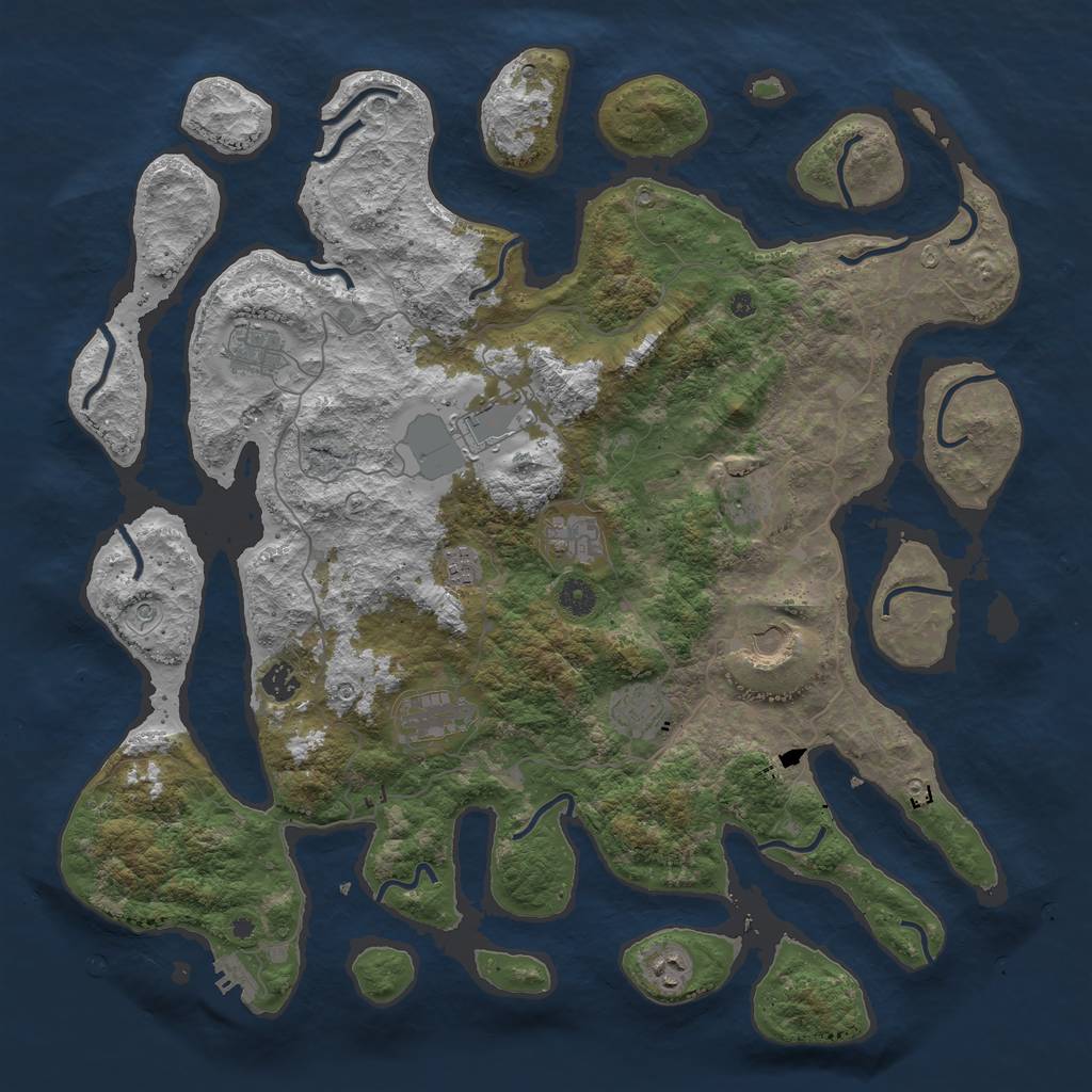 Rust Map: Procedural Map, Size: 4500, Seed: 4420, 14 Monuments