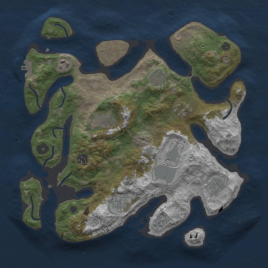 Rust Map: Procedural Map, Size: 3500, Seed: 222580231, 13 Monuments