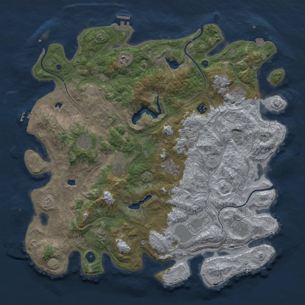 Rust Map: Procedural Map, Size: 4600, Seed: 8462598, 16 Monuments