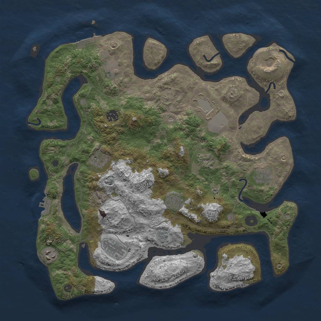 Rust Map: Procedural Map, Size: 4040, Seed: 227621423, 16 Monuments