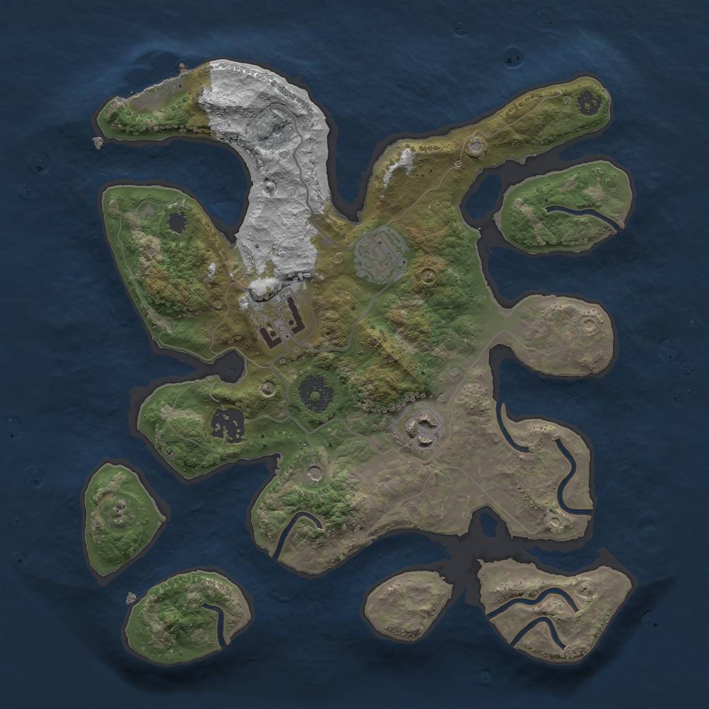 Rust Map: Procedural Map, Size: 3000, Seed: 62462, 8 Monuments