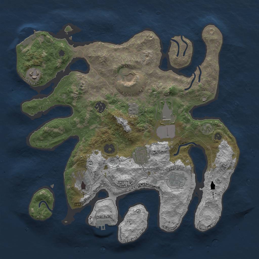 Rust Map: Procedural Map, Size: 3600, Seed: 1357265461, 13 Monuments