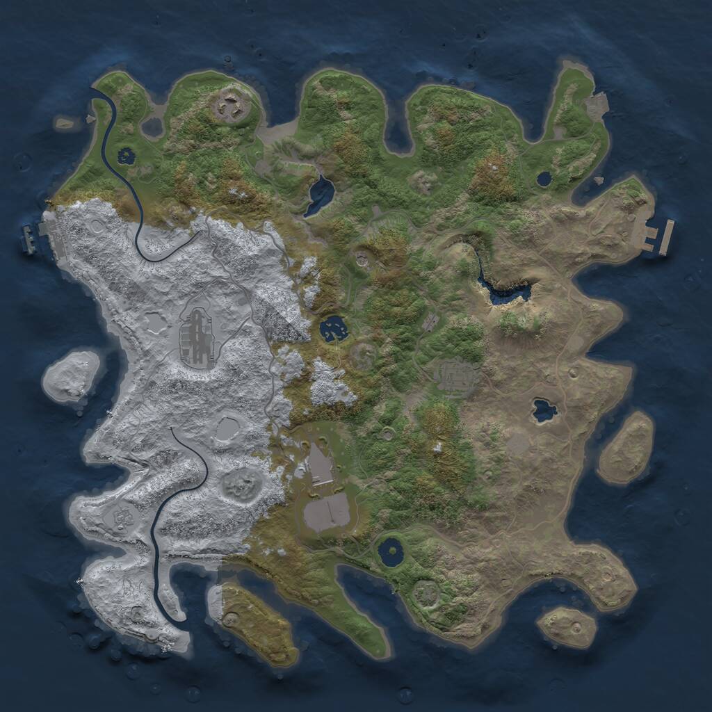 Rust Map: Procedural Map, Size: 4000, Seed: 32043270, 11 Monuments