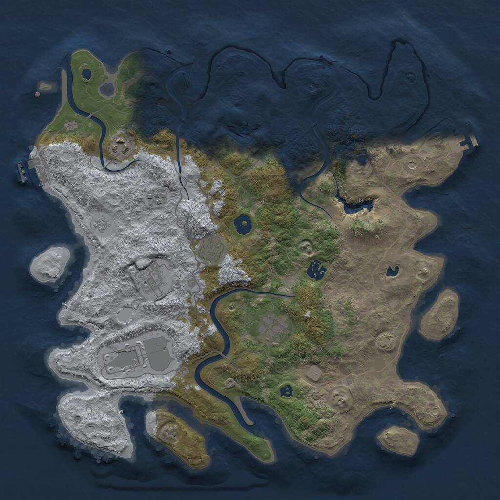 Rust Map: Procedural Map, Size: 4000, Seed: 32043270, 13 Monuments