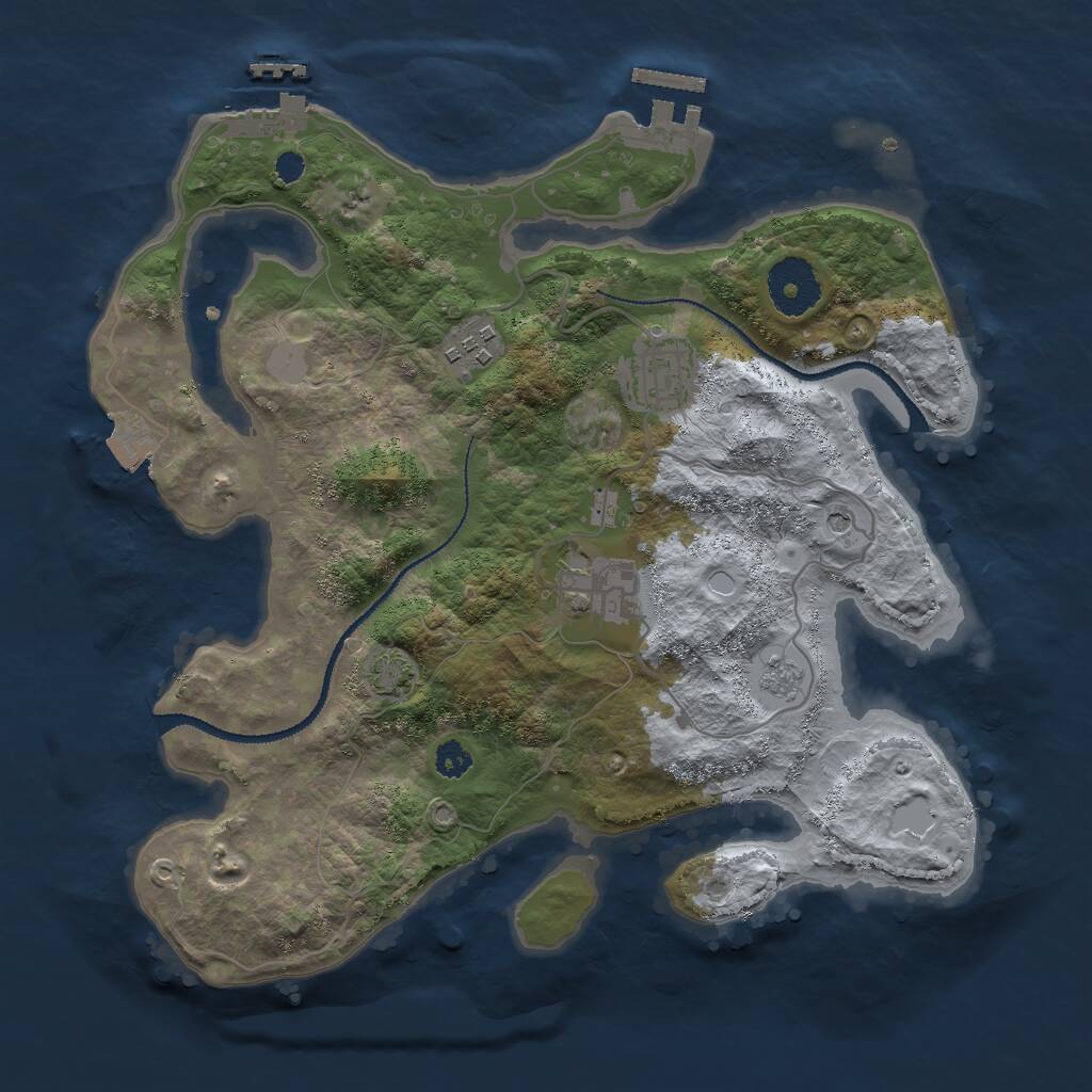 Rust Map: Procedural Map, Size: 3000, Seed: 2089791907, 9 Monuments