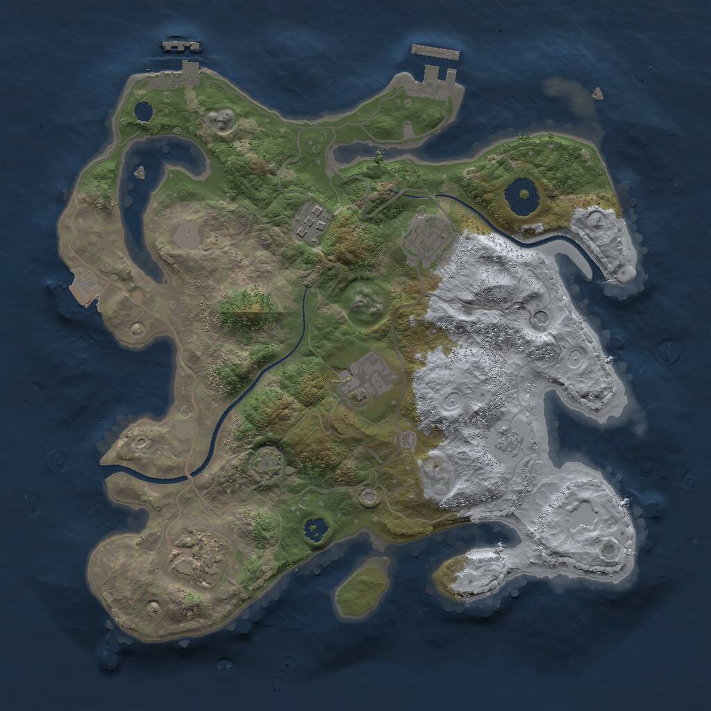 Rust Map: Procedural Map, Size: 3000, Seed: 2089791907, 10 Monuments