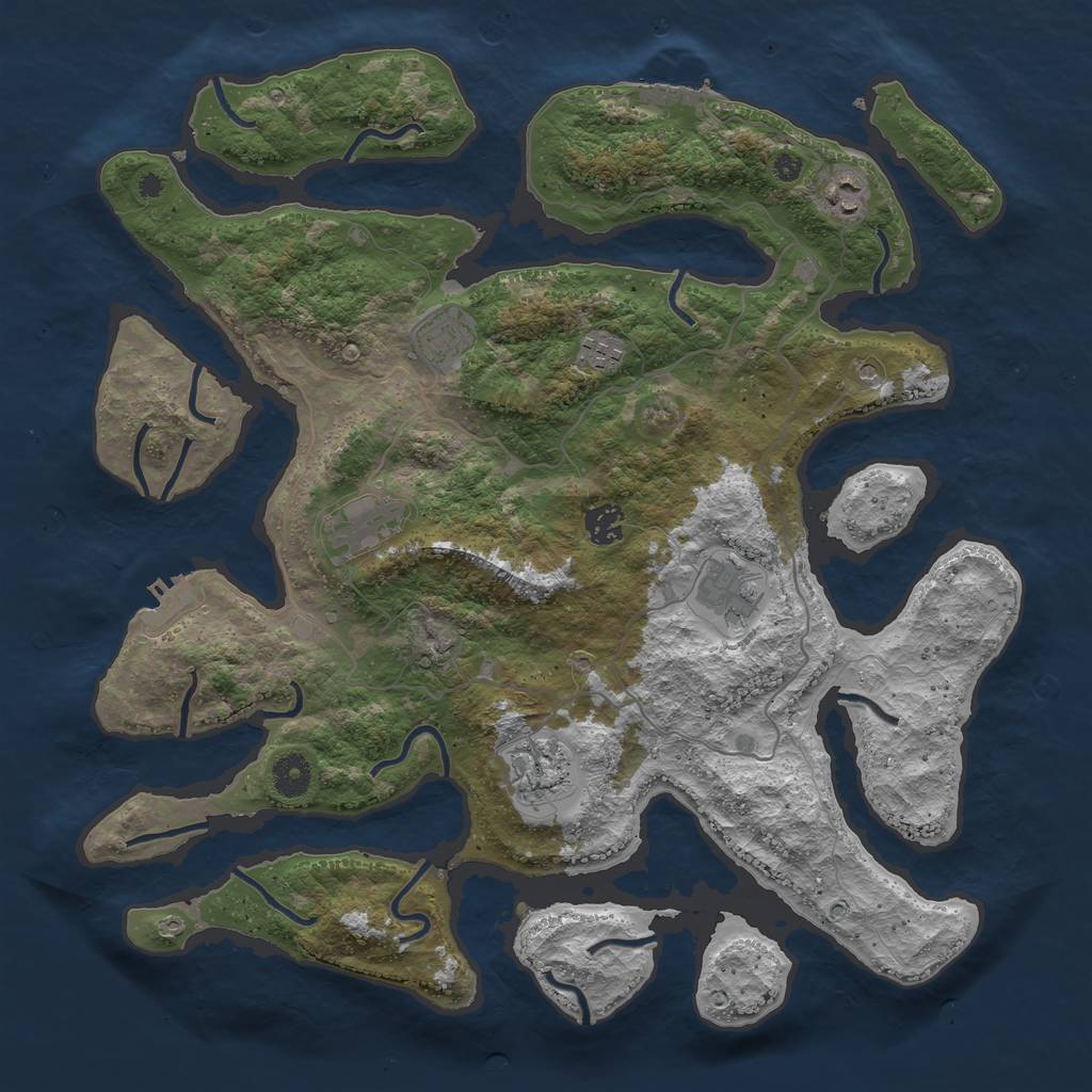 Rust Map: Procedural Map, Size: 4000, Seed: 122719, 12 Monuments