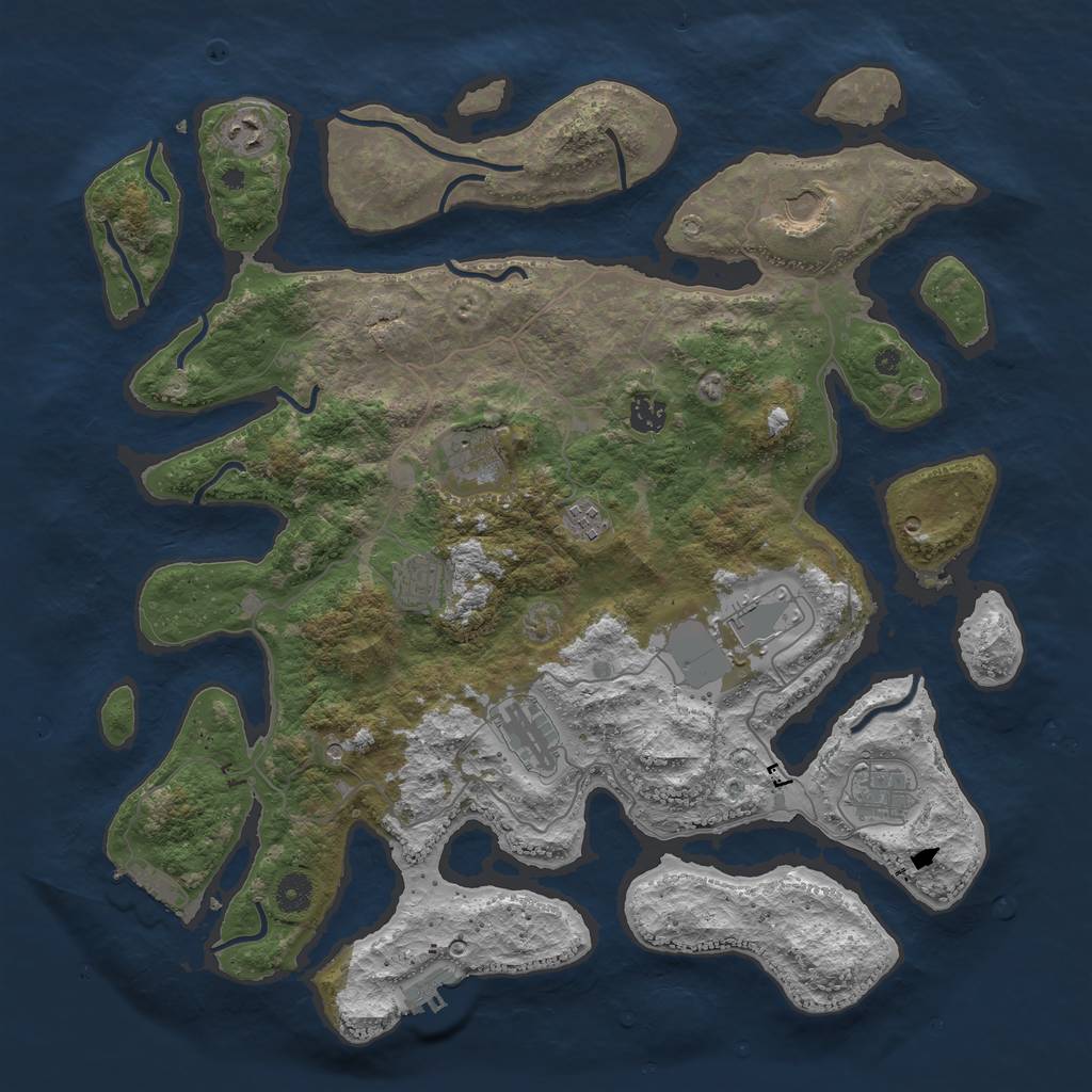 Rust Map: Procedural Map, Size: 4250, Seed: 29897, 14 Monuments